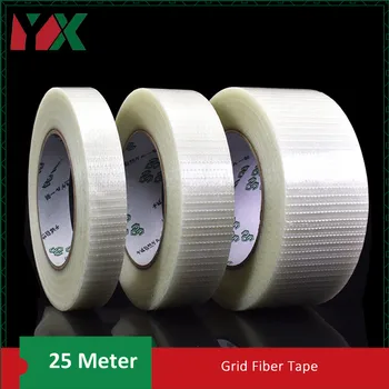 

25M Glass Fiber Tape Transparent Mesh Fiber Tape Electrical RC Airplane Refrigerator Fixed Strong Stripe Grid Sealing Fiber Tape