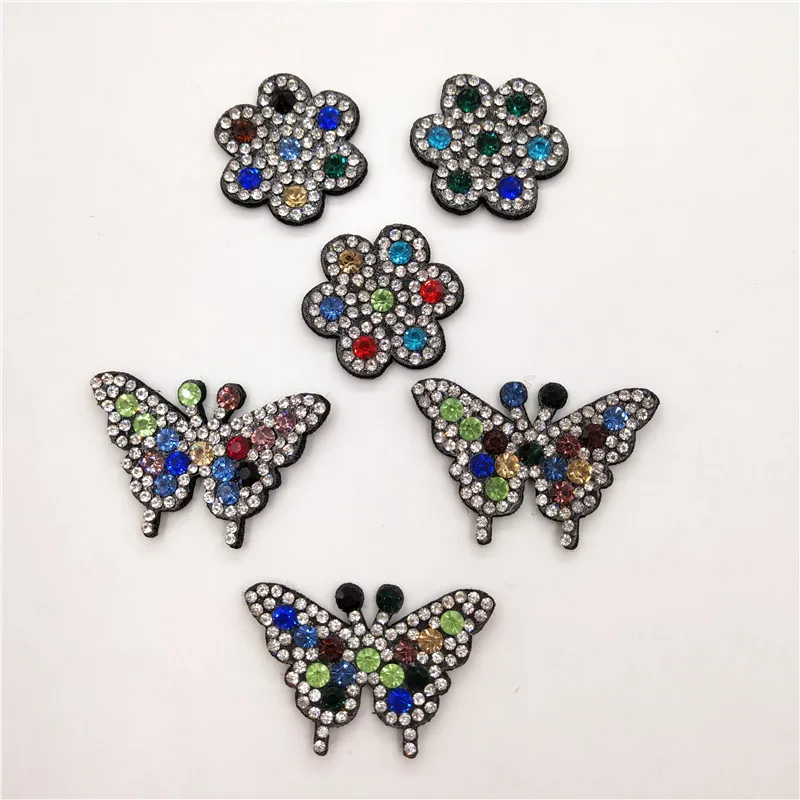 

30pcs/lot Butterfly and angel wing Shape with Shiny diamond Padded appliques for headwear decoration handmade hair accessories