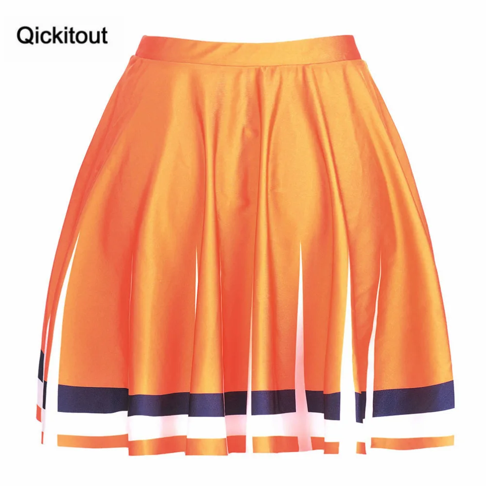 Qickitout юбки модные тонкие женские оранжевая юбка белая черная граница 3D цифровые юбки с принтом плюс размер Прямая