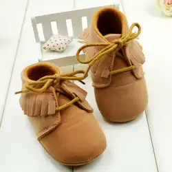 Новые модные удобные детские Обувь для девочек мальчиков обувь коричневого и розового цвета мягкая подошва малышей Лидер продаж
