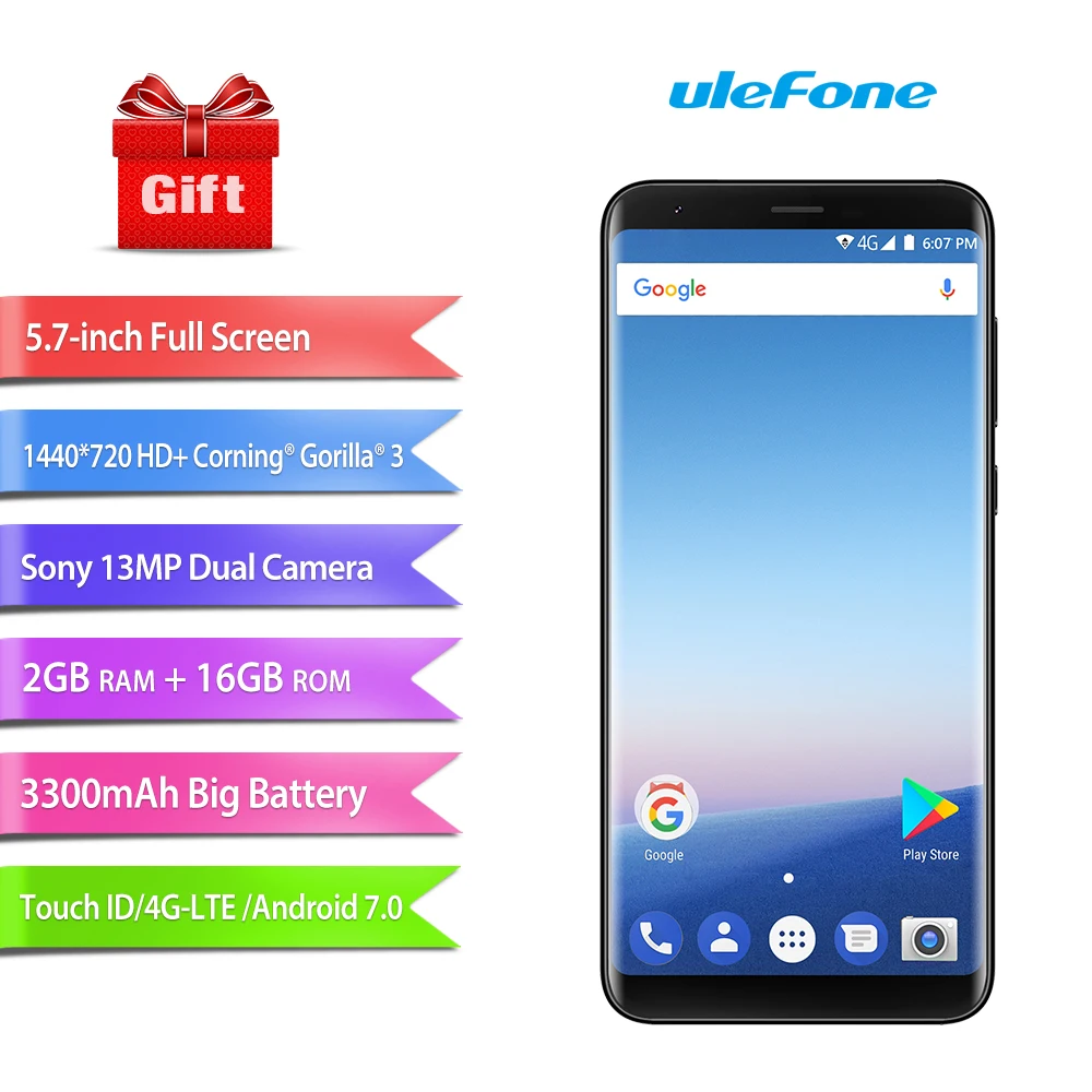 Ulefone MIX 2 5 7 дюйма HD + 18:9 экран MT6737 четырехъядерный мобильный телефон двойная задняя