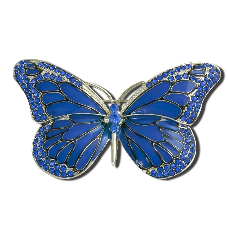 Модная Золотая брошь-бабочка, винтажный костюм со стразами, голубое свадебное Хрустальное насекомое с эмалевым покрытием, воротник, брошь, женские букеты из булавок - Окраска металла: 2