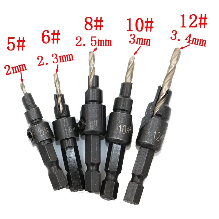 5 шт. Hss Зенковка сверло конус набор быстрорежущей замены шестигранный хвостовик деревообрабатывающий винт расширитель