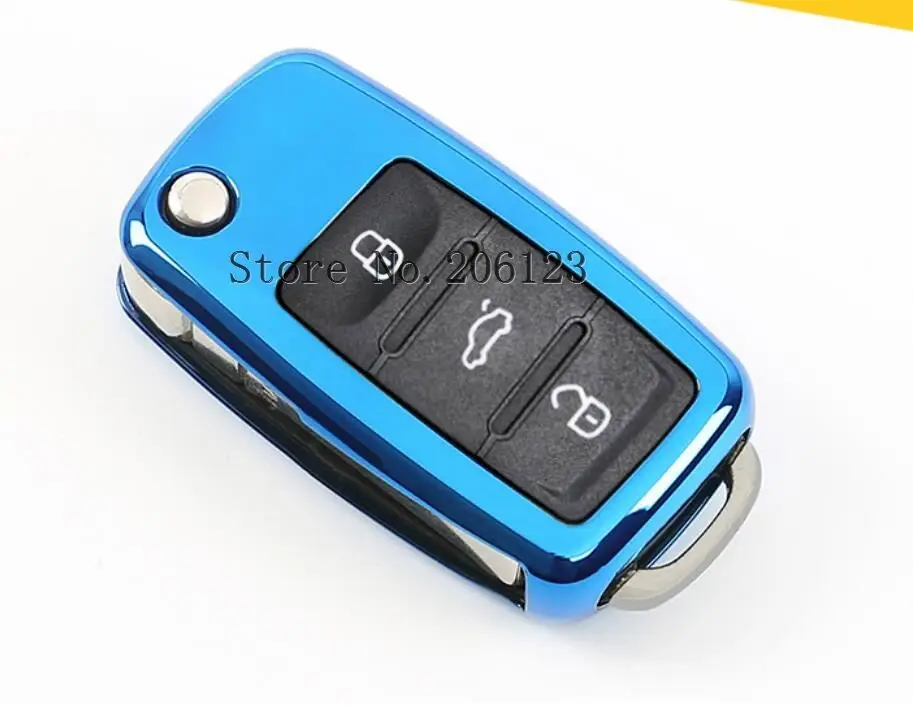 For Volkswagen Tiguan 20122017 Key Cover Blue /sliver/black Car