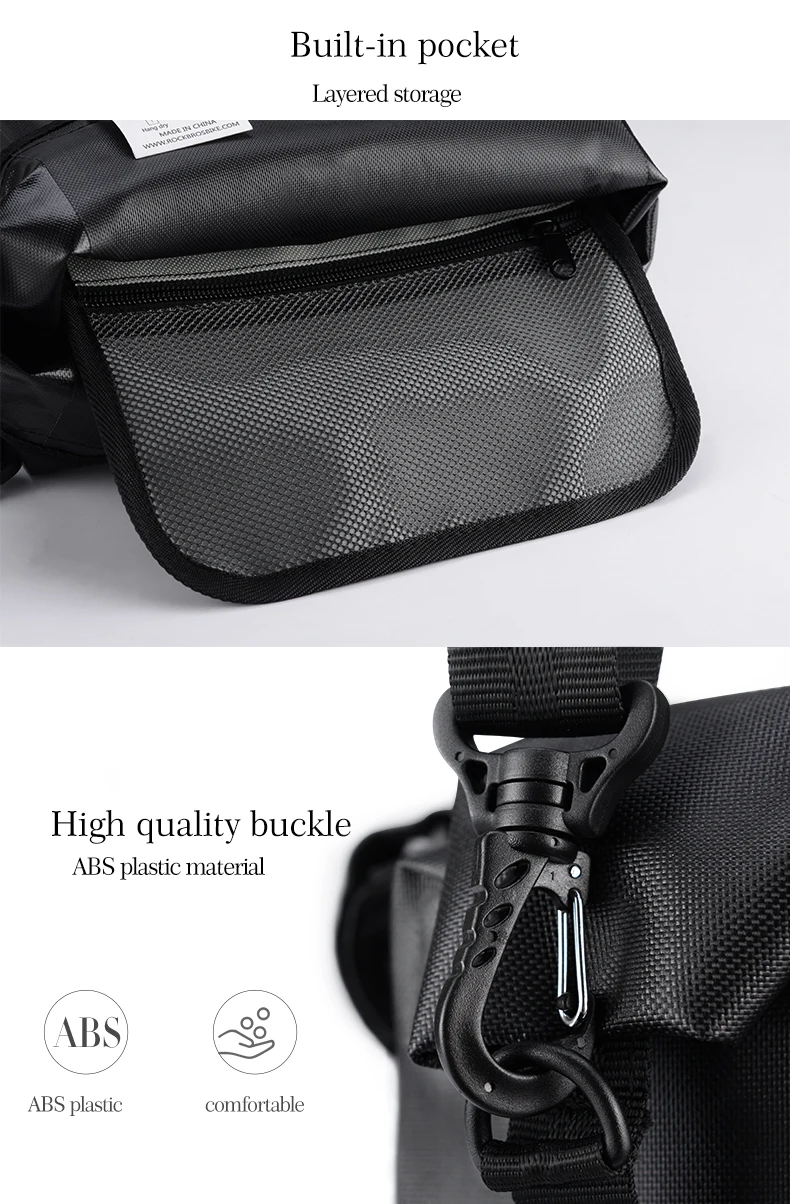 Best ROCKBROS 4L MTB Road Bicycle Bags Handlebar Folding Waterproof Reflective 2 In 1 Shoulder Rear Saddle Outdoor Bags Accessories 6