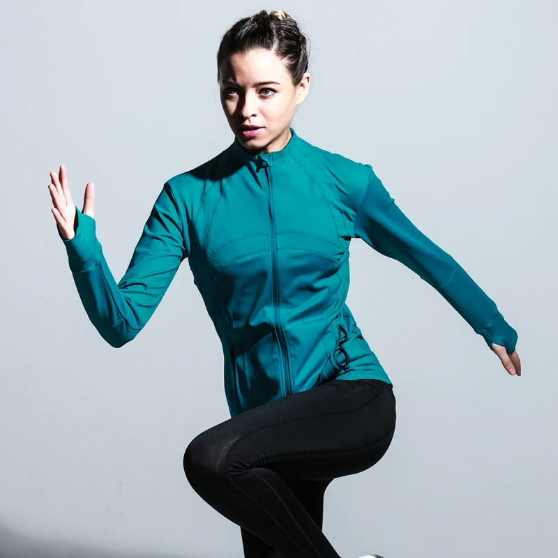 

New Women Sports Slim Jacket Zipper with Reflective Waterproof Long-sleeved Antistatic Fitness Training Running Outerwear Coat