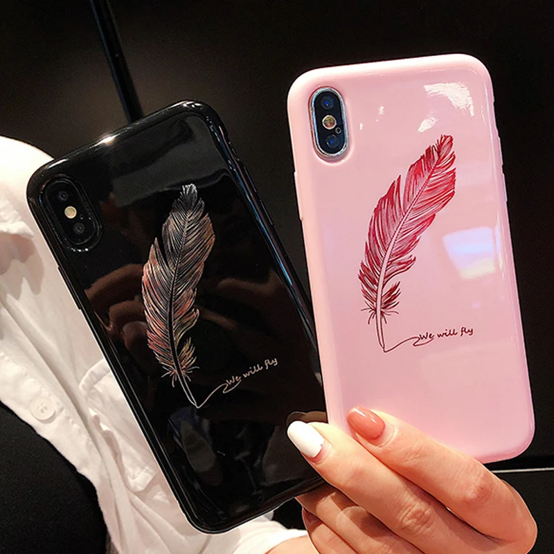 

Feather case for iPhone XS MAX XR case clean smooth soft Silicone TPU Phone Cases for iPhone 6 6S 7 8 10 X Plus Case Cover Coqu