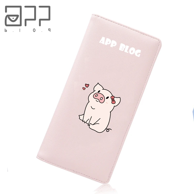 

APP BLOG Brand Cartoon Pink Pig Women Wallet For Teenager Girl Kid Hasp Clutch Purse With 6 Bits Card Holder High Quality Bag