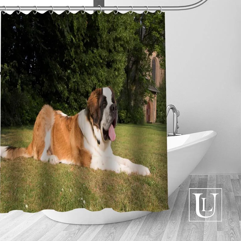 Большая Распродажа пользовательский сенбернар собака душевая занавеска с крючками для ванны водонепроницаемый из полиэстера ткань преобразите свой душ Шторы - Цвет: 12