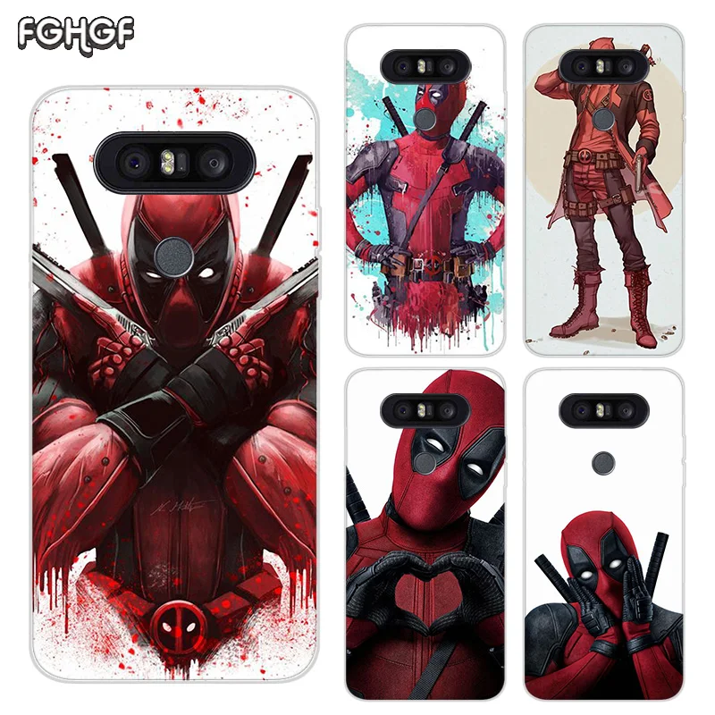 

Luxury Soft Full Protection Transparent Printed Phone Case For LG Q6 Q7 Q8 Frosted Fundas Cover Coque Marvel Hero Deadpool