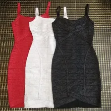3 Colors Celebrity Top Quality Red Silver Black Print Sling Rayon Bandage Dress Homecoming Party Dress