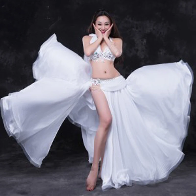 

New! Luxury Handmade sewed Women Belly Dance Costume Sexy 2-pieces Sets Belly Dancing Wear Suits White Red high quality