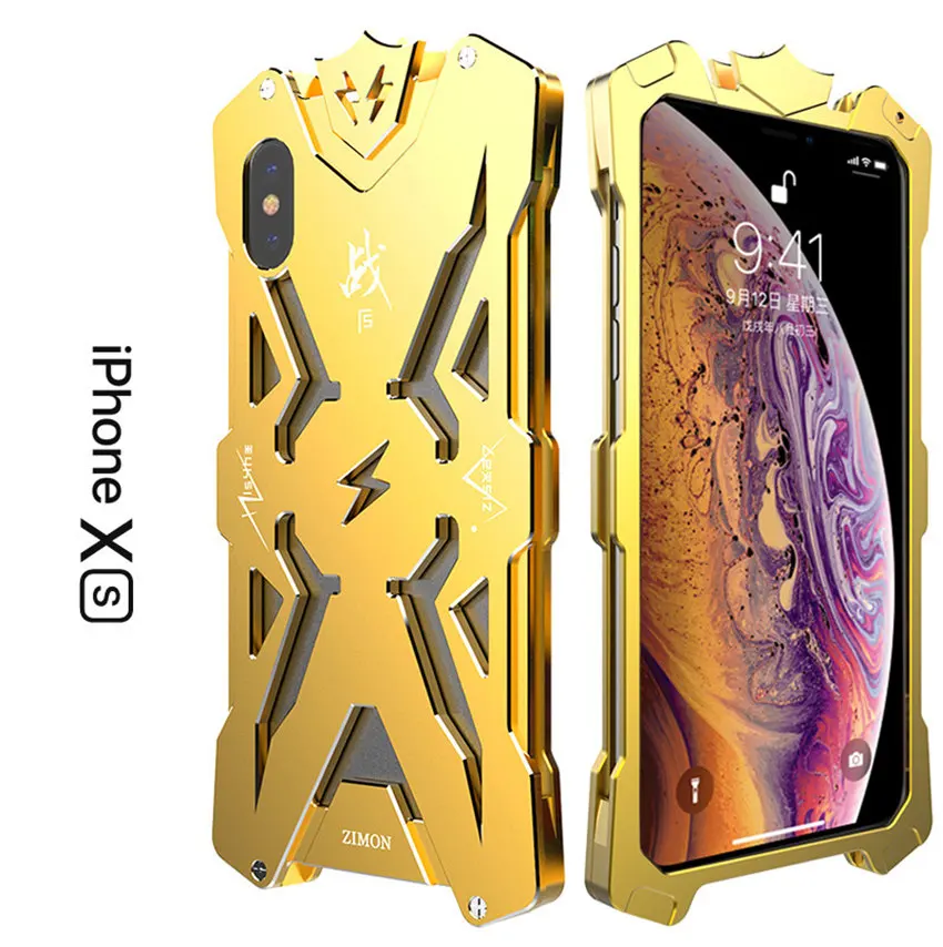 Для iPhone X XR XS Max чехол металлический алюминиевый чехол для iPhone x xr xs max бампер Coque чехол для телефона Fundas противоударный - Цвет: Gold