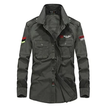 Casual Langarm-shirt Männer Qualität Military Style Multi-tasche Mann Shirts M-XXXXL Reiner Baumwolle Armee-grün Camisa Homme