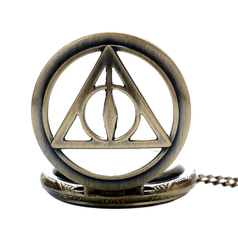 Горячие Half Hunter Deathly Hallows кварцевые карманные бронзовые часы винтажные Fob часы с necklace ем для мужчин и женщин