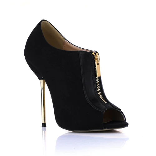 CHMILE CHAU/пикантные вечерние ботильоны; женские туфли на высоком каблуке-шпильке с открытым носком; Stivali Caviglia Tobillo Botas Bottes cheville; 3845-h1 - Цвет: Black