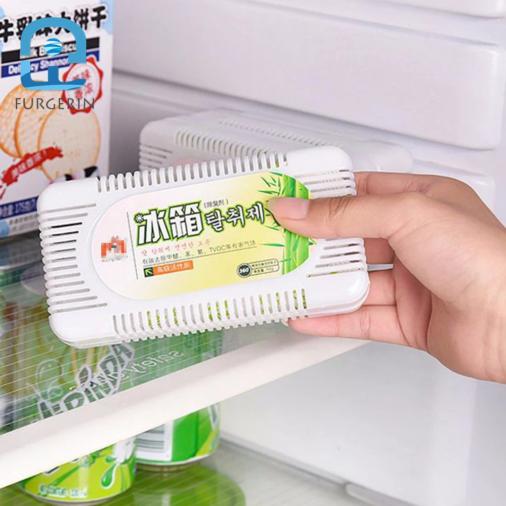 FURGERIN Fridge Activated Carbon Box Reusable Refrigerator Deodorizer Room Freshener fridge carbon air box Bamboo Basket