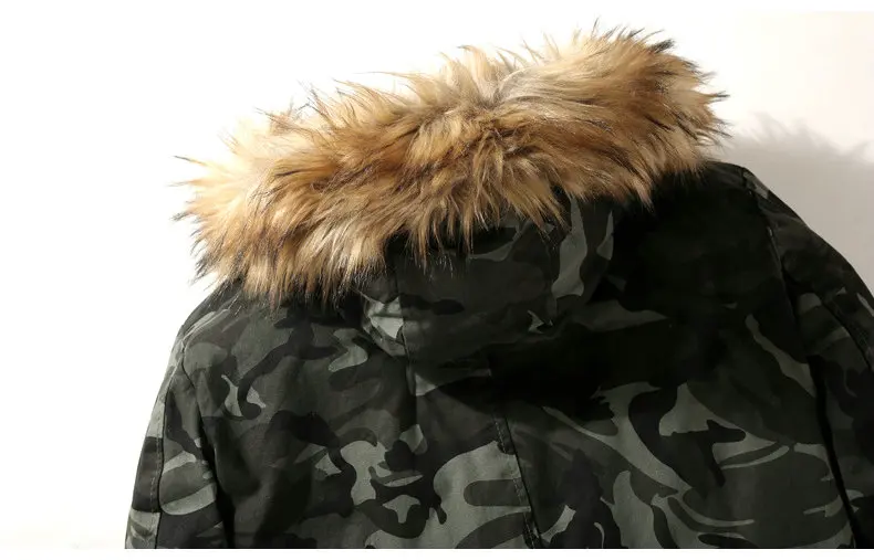 Прямая мужская зимняя куртка пальто военный меховой капюшон Теплый камуфляж тактический бомбер армейская Корейская парка верхняя одежда ABZ67