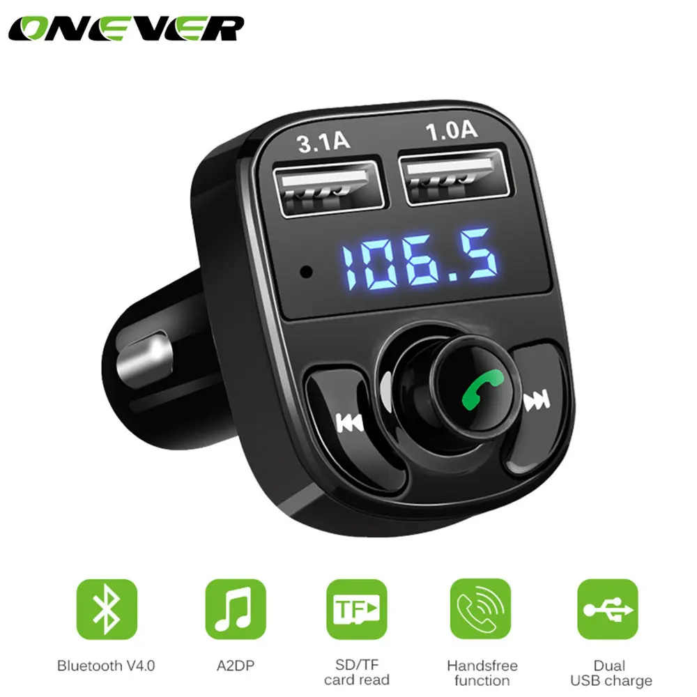 ONEVER автомобильный fm модулятор передатчик Bluetooth гарнитура для авто MP3 плееры SD TF
