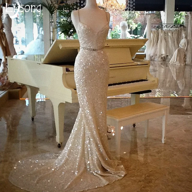 Modest Light Champagne Evening Dress Long Mermaid Sheath Womens Party Formal Gowns Sequin Vestidos Longo Special Occasion Dress Modest Light Champagne Evening Dress Long Mermaid Sheath Womens Party Formal Gowns Sequin Vestidos Longo Special Occasion Dress