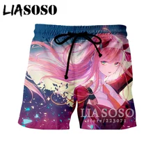 LIASOSO новые летние Для мужчин Для женщин шорты 3D принт аниме Darling в Franxx пляжные Фитнес шорты милый Повседневное свободные шорты A103-23