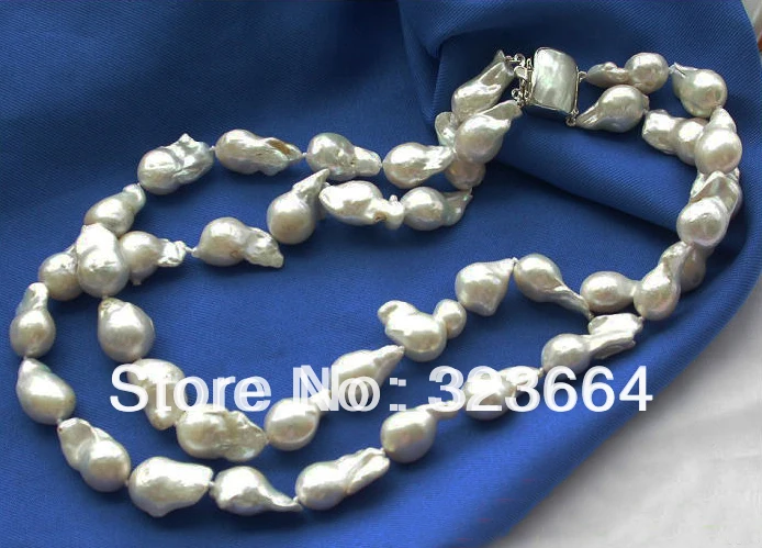 

2ROW 23MM WHITE DRIP KESHI REBORN PEARL NECKLACE 17