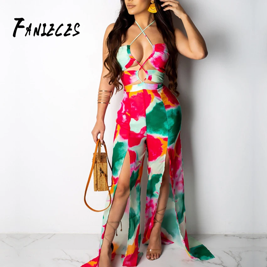 

FANIECES Women Fashion Hollow out Summer Jumpsuit Lady Floral Printed Romper Clubwear Playsuit Casual Backless Jumpsuit&Romper