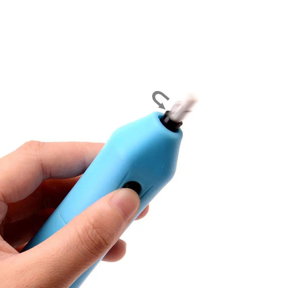 Cobee Электрический ластик автоматический поворачивать ластик канцелярские принадлежности для школьников Пластик светло-голубой карандаш