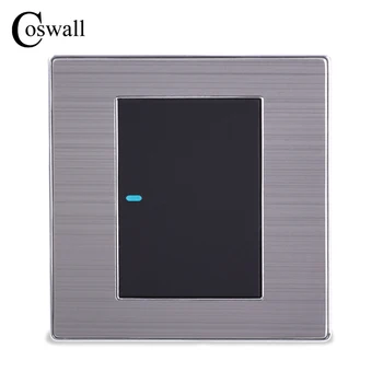 

Coswall 1 Gang 1 Way Luxury LED Light Switch On / Off Wall Switch Interruptor Brushed Silver Panel 10A AC 110~250V