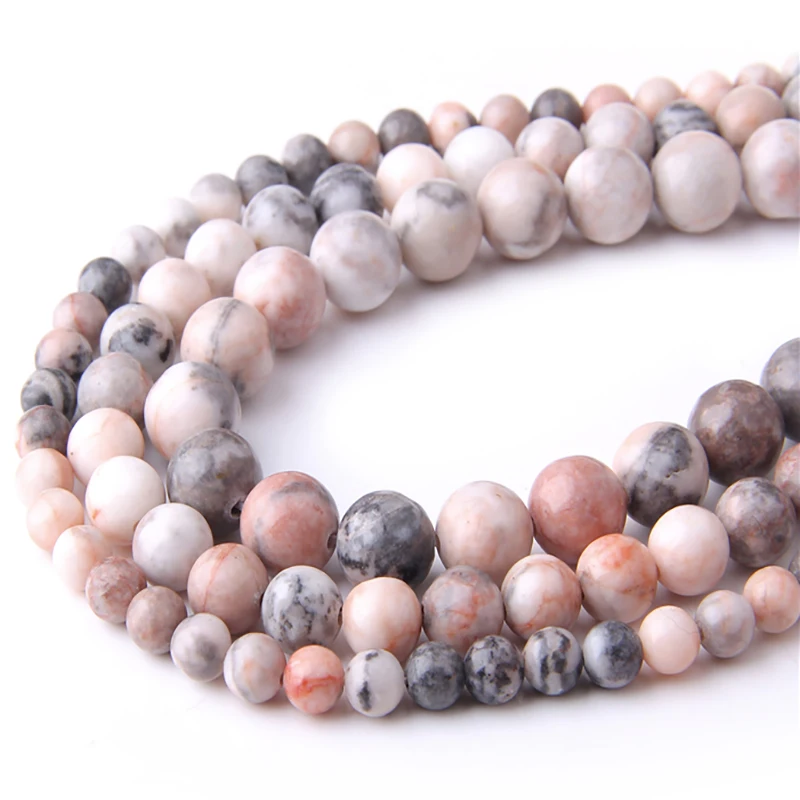 

Wholesale 6/8/10/12mm Natural Pink Zebra Jaspers Stone Beads Loose Pink Round Beads For Jewelry Making Findings DIY Bracelets