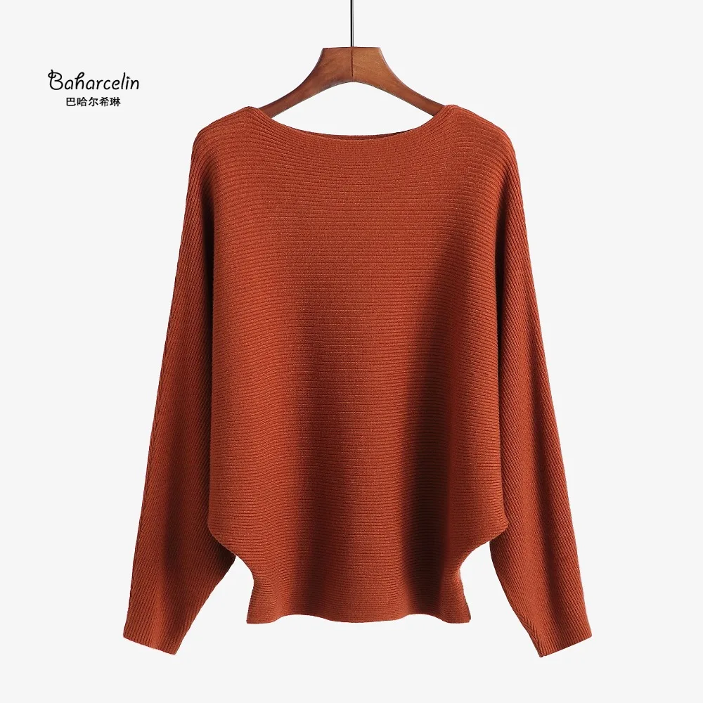

Baharcelin sweater For women Slash neck Winter knitted sweater Tops women Batwing cashmere Casual Pullovers Jumper pull Female