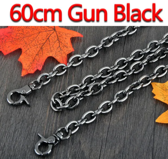 DIY 9mm Gold, Silver, Gun Black O Shape Chains Replacement Shoulder Bag Straps for Small Handbags Belts Handles - Цвет: 60cm Gun Black