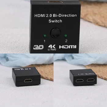 

Black 2-Port HDMI2.0 Bi-directional 2x1 Switch Switcher/1x2 Splitter Selector 3D 1.4V Passthrough-Supports Ultra HD 4K