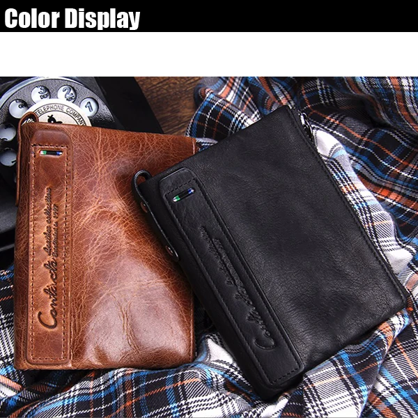 Men Genuine Leather Cowhide Men Vintage Short Wallet