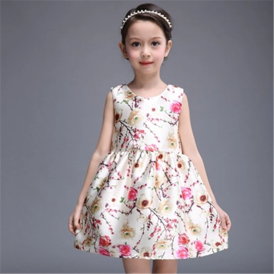 New Cotton Girls Dress Kids Sleeveless Dresses Toddler 2017 Cotton