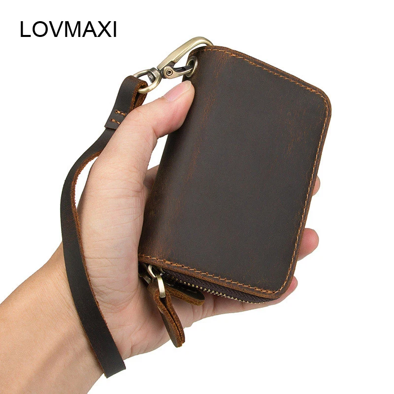 

LOVMAXI crazy horse leather man's key wallets coffee car key holder Retro genuine leather key holders high quality key case