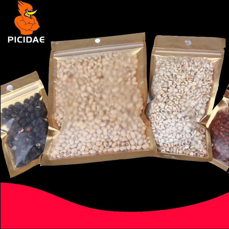 

electronic Hardware accessorie cosmetic Transparent Casual coffee silver gold Matt aluminum bag Packing ziplock bone foil Zipper
