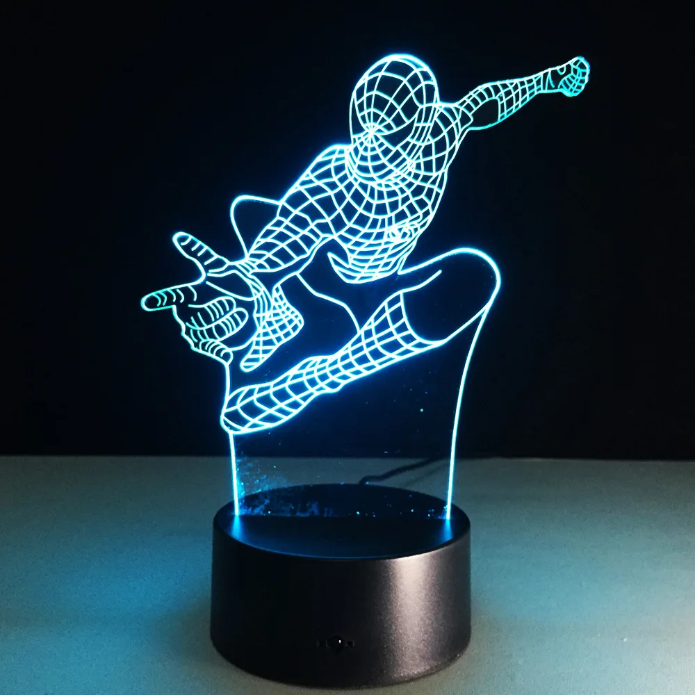 Spiderman 3D Led Light Visual Night Lights Decorative Table Lamp USB