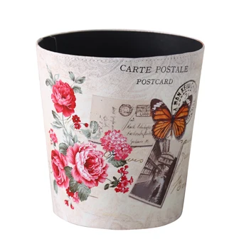 

New 10L European Retro Style Household PU Trash Can Living Room Garbage Cans Waste Bin Wastebasket Office Paper Basket Household