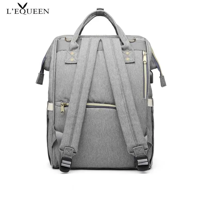 LEQUEEN Мода USB Мама подгузник для беременных сумка большой уход дорожный рюкзак детская прогулочная коляска сумка уход за ребенком пеленки рюкзак