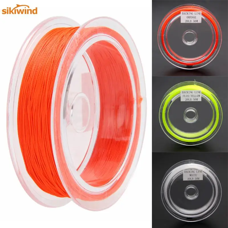 Sikiwind 1 قطع 50 متر صنارة صيد السمك بذبابة الصيد الصناعية 3 ألوان مضفر سلك يطير الأسماك دعم خطوط 20LB معدات الصيد معالجة أداة اكسسوارات