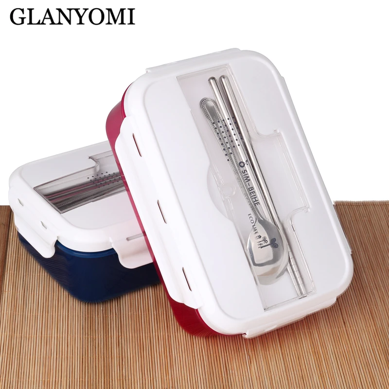 

Creative Students Sub-grid Microwave Large Plastic Square Three Crisper Dinner Plates Bento Box Heated Lunch Box Food Container