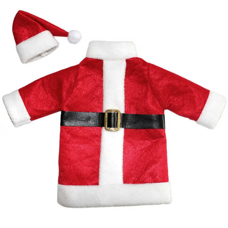 Hot Christmas Decoration For Home Red Wine Bottle Santa Claus Covers Clothes With Hats enfeites de natal FEN#