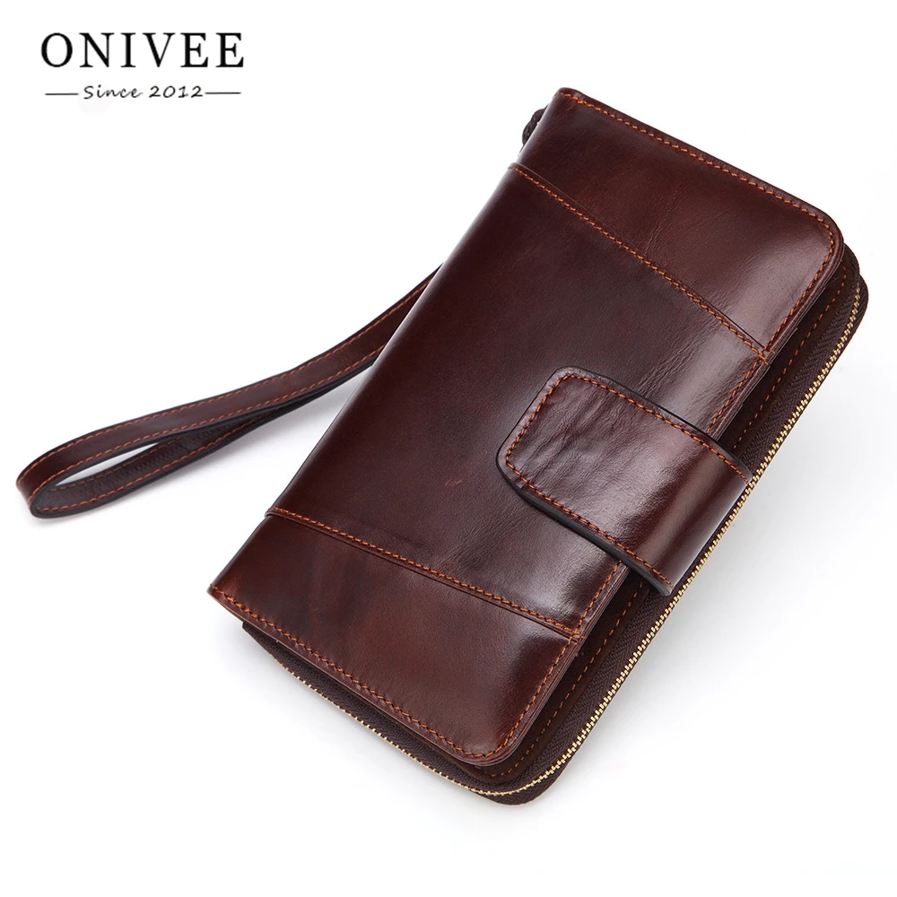 

ONIVEE Leather Women Wallet Long Purse Vintage Solid Multiple Cards Holder Clutch Bags Fashion Standard Wallet