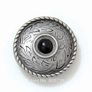

(KB301) Wholesale 50pc 1'' (2.5cm) Metal Concho Prairie Dust Concho Antique-Silver w/ Black-Stone Craft Hardware Accessory