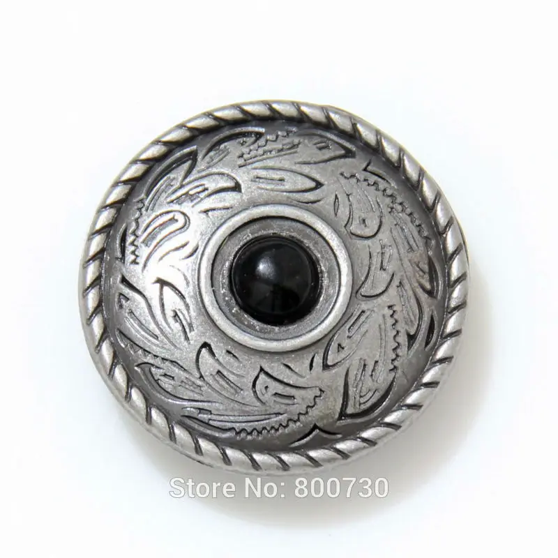 (KB301) Wholesale 50pc 1'' (2.5cm) Metal Concho Prairie Dust Antique-Silver w/ Black-Stone Craft Hardware Accessory | Дом и сад