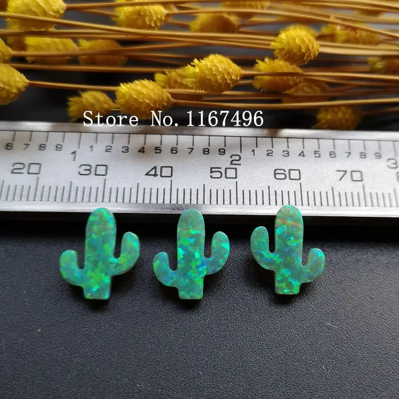 

10pcs/lot OP11 Kiwi Green 11x13 mm Synthetic Cactus Opal Stone for DIY Jewelry Necklace Created Cactus Opal for Bracelet