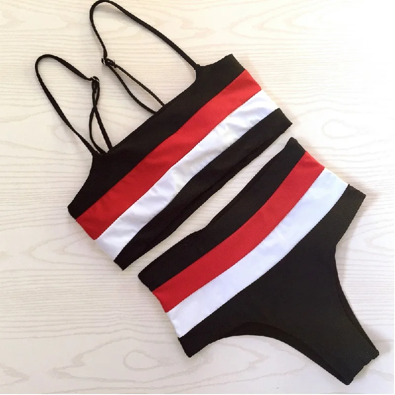 2018 new arrival bikini sexy women swimsuit push up halter set bathing suits summer beach wear stripe swim suit female biquini