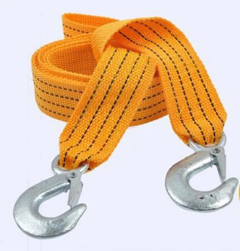 3 طن Flsorescence العالمي سيارة سحب كابل حبل للسحب حزام شاحنة التخييم سحب حبل مع الثقيلة مزورة الصلب السنانير