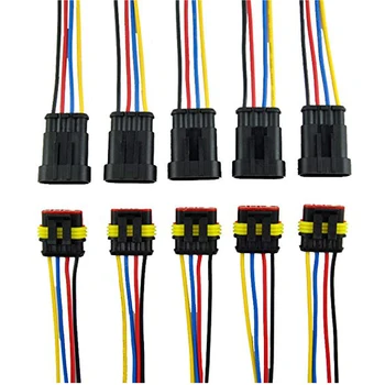 

5 Sets 18AWG Waterproof Electrical Connectors Kit 1.5mm Series Terminal & Rubber Seal with 10cm Wire Weatherpack Connectors 4pin